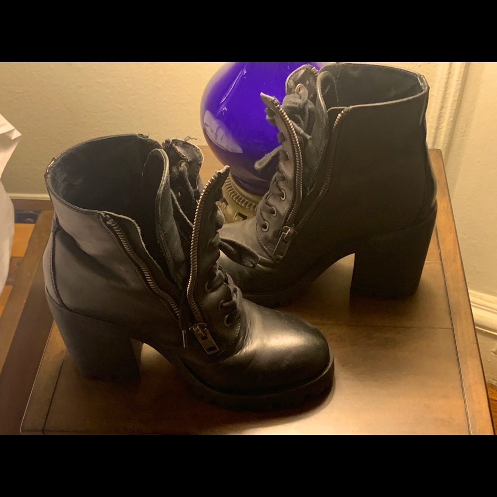 Ash leather combat boot